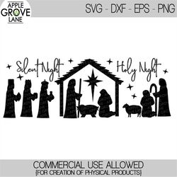 silent night svg - holy night svg - nativity svg - manger svg - stable svg - christmas svg - nativity clip art - svg eps