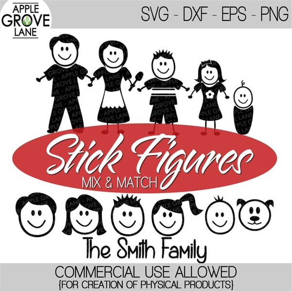 Stick Figure Slashed STICK FIGURE PEOPLE Svg - Mix and Match Svg Cut Files - Stic | Inspire ...