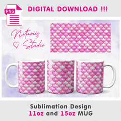 Trendy Pink 3D Inflated Puff Pattern - Barbie Style - 11oz 15oz MUG - Digital Mug Wrap