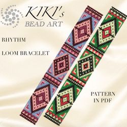 Bead Loom pattern, Rhythm LOOM bracelet bead pattern bead bracelet loom design in PDF pattern - instant download