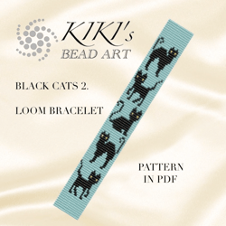 bead loom pattern black cats ii. loom bracelet bead pattern bead loom design pdf pattern - instant download