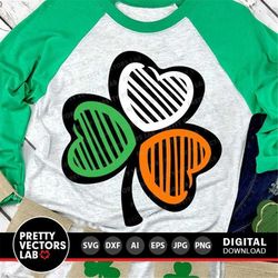 st. patrick's day svg, clover cut files, irish svg dxf eps png, lucky shamrock svg, ireland flag svg, clover with hearts