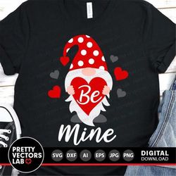 Valentine Gnome Svg, Gnome with Heart Svg, Be Mine Cut Files, Valentine's Day Svg, Dxf, Eps, Png, Love Clipart, Girls Sv