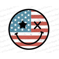 Distressed Smile Face PNG, America Png, Retro 4th Of July Png, Fourth Of July Png, Independence Day Png, 1776 Png, USA P
