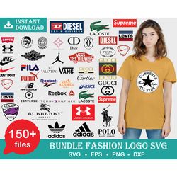 150 Fashion Brands Logo Bundle, Luxury Brands Logo SVG , Gucci SVG, Louis Vuitton SVG , Balenciaga Symbol, Gucci Logo