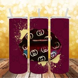 gucci luxury brands tumbler wrap, 20oz skinny tumbler wrap, fashion tumbler png, logo brand svg, fashion brand svg