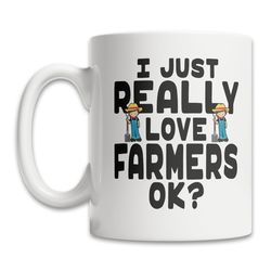 cute farmer mug - i love farmers mug - cute farmers wife mug - farmer wife gift - cute farmer cup - life on the farm mug