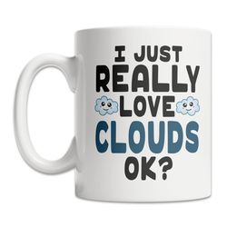 kawaii cloud mug for cloud lovers - cute cloud gift mug - i love clouds mug - cute cloud gift idea - funny cloud coffee