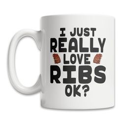 cute ribs mug - i love ribs mug - bbq rib lover mug - barbecue ribs gift mug - cute grill master gift idea - bbq ribs co