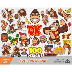 Donkey Kong svg bundle, donkey kong clipart, donkey kong png, donkey kong symbol, donkey kong logo, diddy kong png