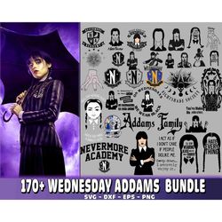 170 file Wednesday Addams SVG bundle, wednesday addams clipart, wednesday addams png, addams family svg,