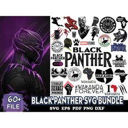 60 Files Black Panther SVG Bundle, Black Panther PNG, Black Panther Logo PNG, Wakanda Forever Logo,Black Panther Clipart