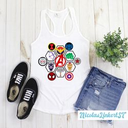 avengers logo tank top, marvel shirt, avengers all team, spiderman iron man thor, superheroes tank, avengers assemble, y