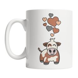 simmental cow mug - cute cow lover mug - simmental lover coffee mug - simmental cow with hearts mug - cute cow mug - sim