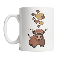 highland cow mug - cute cow lover mug - highland lover coffee mug - highland cow with hearts mug - cute cow mug - highla