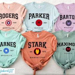 avengers team shirt, marvel superhero shirt, parker 2001 shirt, barnes 1917 shirt, marvel family shirt, avengers group s