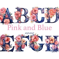 Pink And Navy Blue Alphabet | Letters Clipart PNG Bundle