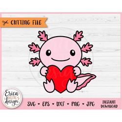 cute axolotl heart layered svg cut file for cricut silhouette kawaii underwater animal baby axolotl clipart png valentin