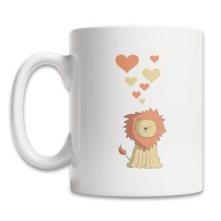 cute lion coffee mug - love lions mug - lion lover mug - cute lion gift - cute lion mug - i love lions mug gift