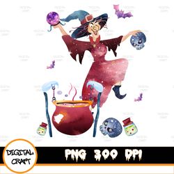 halloween witch watercolor clipart, halloween witches best friend clipart. girl holding a broom. drinking girls sublimat