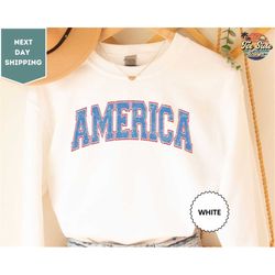 distressed america sweatshirt, retro america crewneck, 4th of july sweatshirt, usa patriotic gift