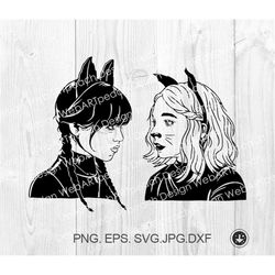 wednesday and enid svg,wednesday enid cats svg, jenna ortega,addams family png,dxf,png digital download cricut cut cutti