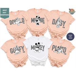 disney characters shirt, family vacation shirt, group matching tee, mickey mouse gift, retro disney tees