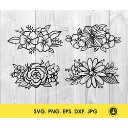 flower svg,flowers png, bouquets floral decoration flower corner floral border paper cut template cut files for cricut s