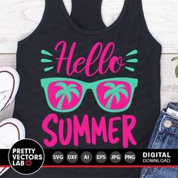 hello summer svg, beach svg, vacation cut files, summer quote svg, dxf, eps, png, last day of school svg, sublimation pn