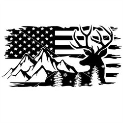 deer mountain svg, deer svg cut files, nature deer svg, deer silhouette, deer clipart, instant download