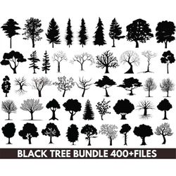 tree silhouette svg bundle, tree cut files for cricut, forest svg files, tree clipart, black tree svg, instant download