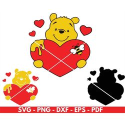 sweet valentine svg, winnie the pooh svg, valentines day svg, eeyore svg, piglet svg, winnie cricut file, instant downlo