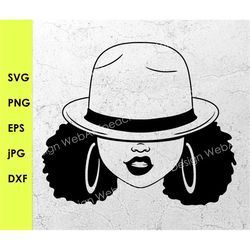african american hat low woman lip bite silhouette ,afro girl svg,afro woman svg png dxf,afro lady,black woman,cutting c