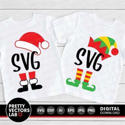 Santa Svg, Elf Svg, Christmas Cut Files, Funny Monogram Svg, Santa Hat and Feet Svg, Elf Hat and Legs Svg, Dxf, Eps, Png