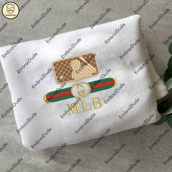 mlb gucci logo embroidered shirt, mlb gucci embroidery, embroidered hoodie, mlb team sweatshirt, unisex tshirts