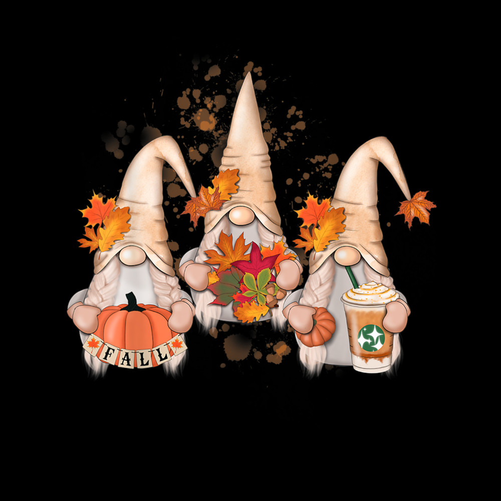Nordic Gnomes Holding Pumpkins Fall Autumn T-Shirt.jpg