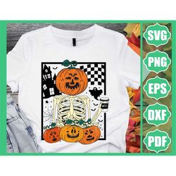 skeleton drinking coffee png, skeleton svg png, coffee lover png, skeleton pumpkin halloween, retro fall sublimation, ha