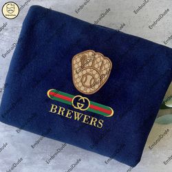 mlb milwaukee brewers embroidered shirt, mlb brewers gucci embroidery, embroidered hoodie, mlb logo sweatshirt