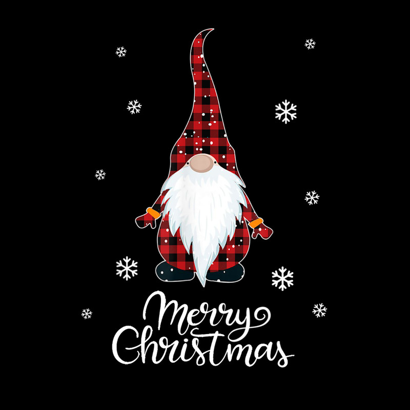 Santa Claus Garden Gnome Merry Christmas buffalo Plaid T-Shirt.jpg