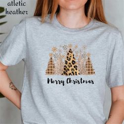 leopard christmas tree t-shirt, merry christmas onesie, christmas trees shirt, leopard christmas shirt, leopard cute chr