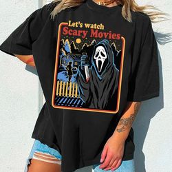 let's watch scary movie scream, scream ghostface shirt, retro scream movie shirt, halloween ghost face shirt, scary movi