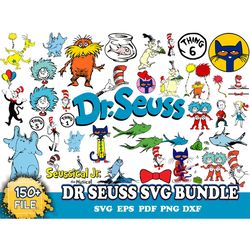 150 Dr Seuss PNG, Dr Seuss SVG,Mega Dr Seuss Bundle Layered SVG, Cat in the Hat SVG, Dr Seuss Logo , Dr Seuss Quotes SVG