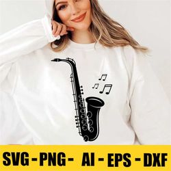 saxophone instant download svg, png, eps, dxf, ai digital download