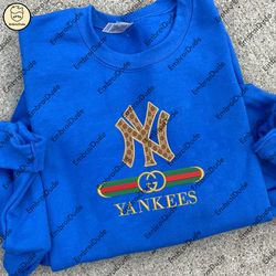 mlb new york yankees embroidered shirt, mlb yankees gucci embroidery, embroidered hoodie, mlb logo sweatshirt