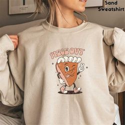 Piece Out Retro Pumpkin Pie Sweatshirt, Thanksgiving Shirt, Fall shirt Women, Cute Fall Crewneck, Oversized Comfort Colo