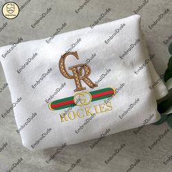 mlb colorado rockies embroidered shirt, mlb rockies gucci embroidery, embroidered hoodie, mlb logo sweatshirt