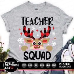 teacher squad svg, reindeer svg, christmas svg, dxf, eps, png, teacher cut files, buffalo plaid svg, funny deer clipart,