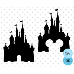 2pcs, castle svg, magic castle svg, mouse castle svg, fairytale castle svg,