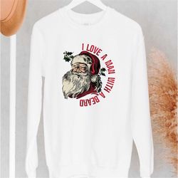 a man with a beard sweatshirt, christmas santa sweatshirt, retro santa sweatshirt, vintage christmas sweater, santa clau