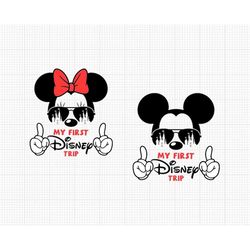 my first, mickey minnie head, vacation, trip, svg and png formats, cut, cricut, silhouette, instant download